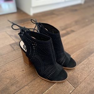 Open toe bootie with laces back